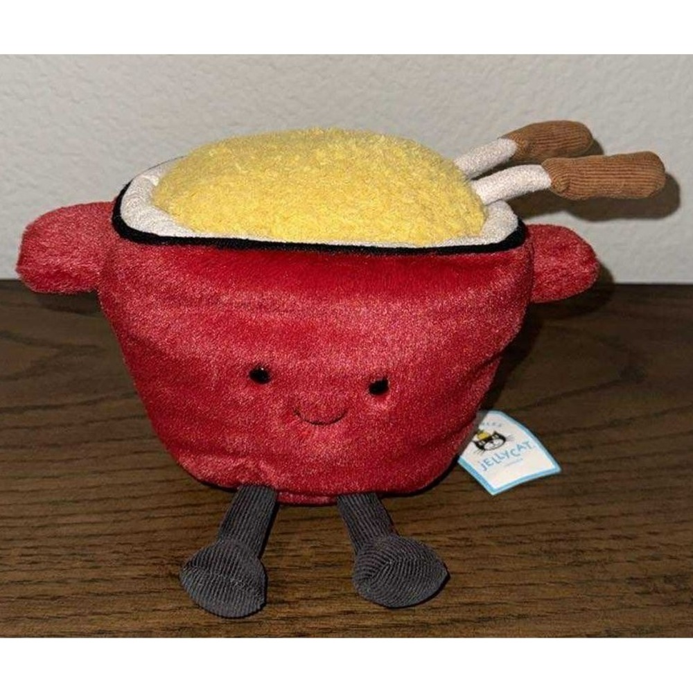 Jellycat Amuseables Cheese Fondue Red Pot Stuffed Plush AUTHENTIC w Dust Bag NWT
